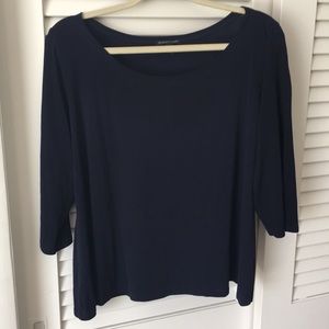 Eileen Fisher 100% silk top navy XL